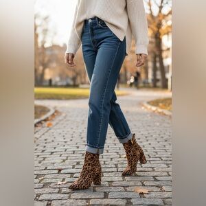 JustFab Leopard Print Ankle Booties Size 8.5